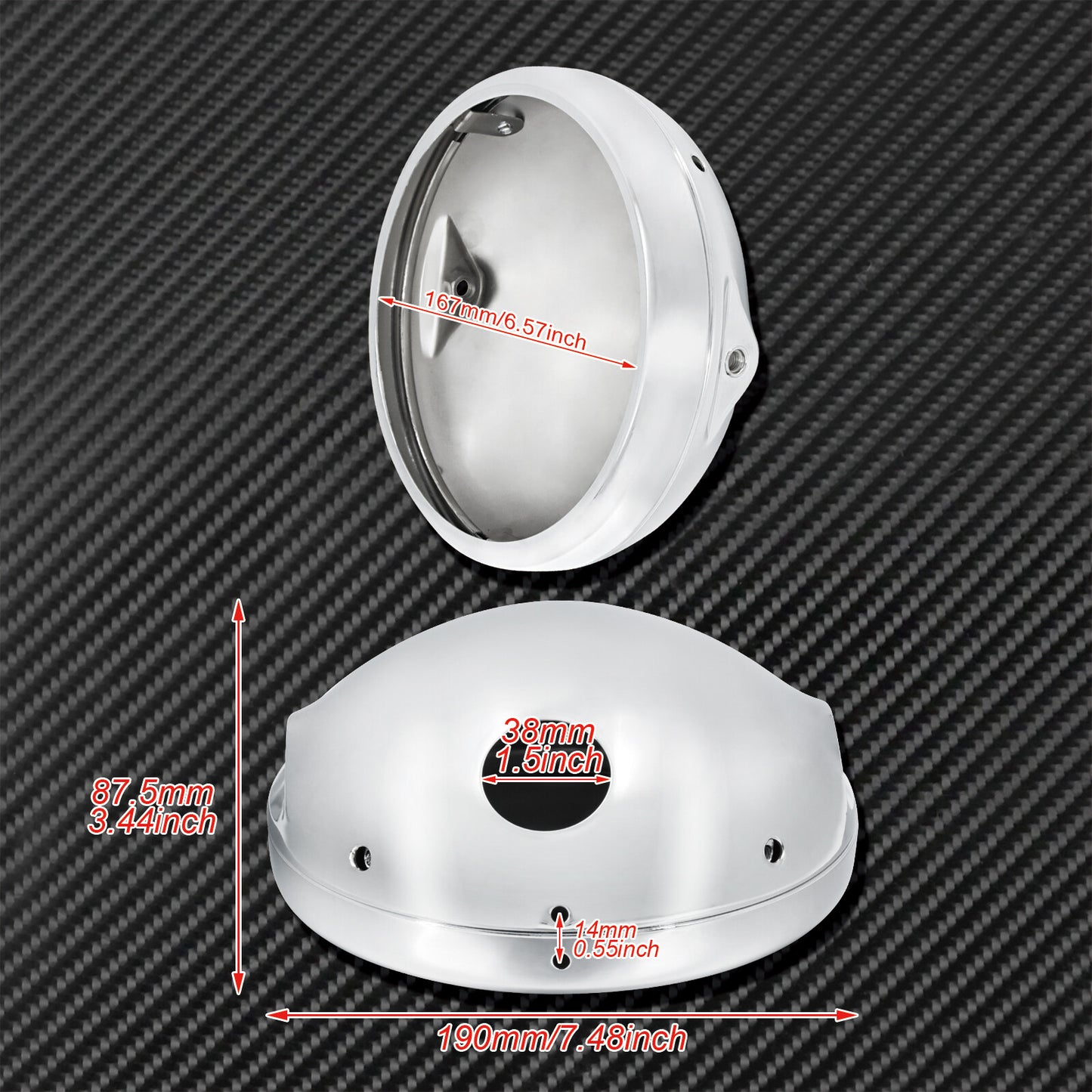 7 Chrome Headlight Housing Cover Light Bulb Bucket Shell Fit for Harley Dyna