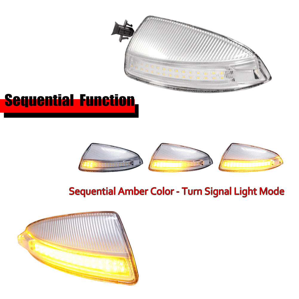 Transparent LED sequential side mirror lights with amber tint suitable for Mercedes-Benz W204 S204 W639