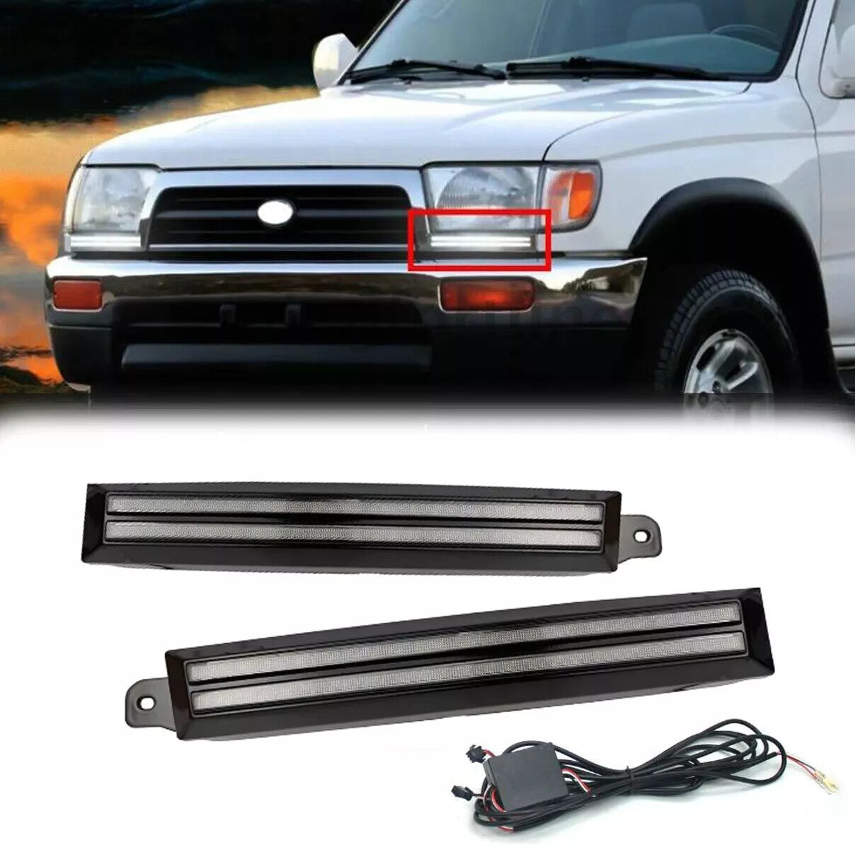 1Pair Front Headlight LED Daytime Running Light DRL for Toyota 4Runner 1996-2002