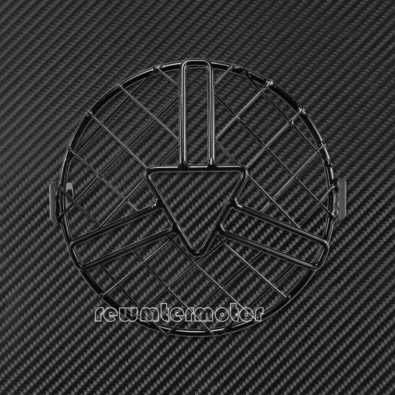 6.3 Motorcycle Front Black Headlight Stripe Grill Mesh Lattice Grid Cover Mount