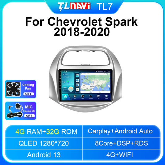 Android CarPlay Car Radio for Chevrolet Spark 2018-2020 Stereo GPS Player Screen