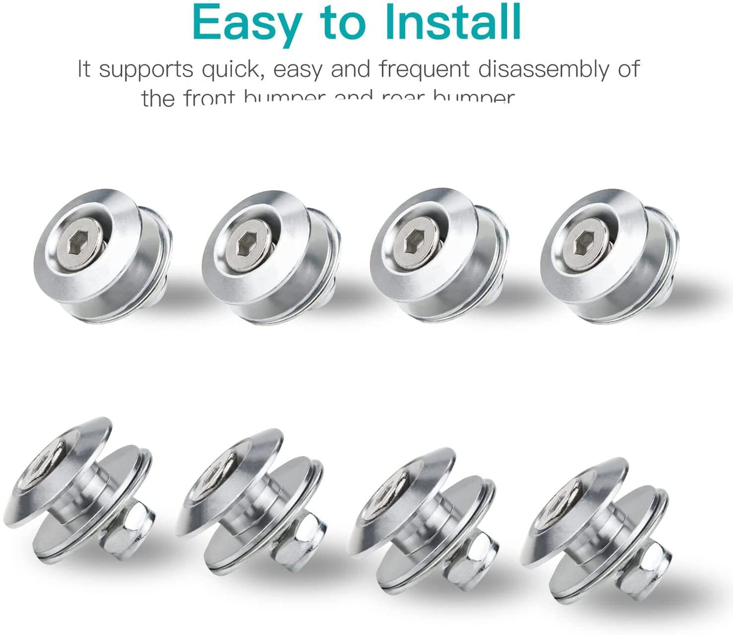 Universal quick-release front and rear bumper fasteners for car bumpers and trunks
