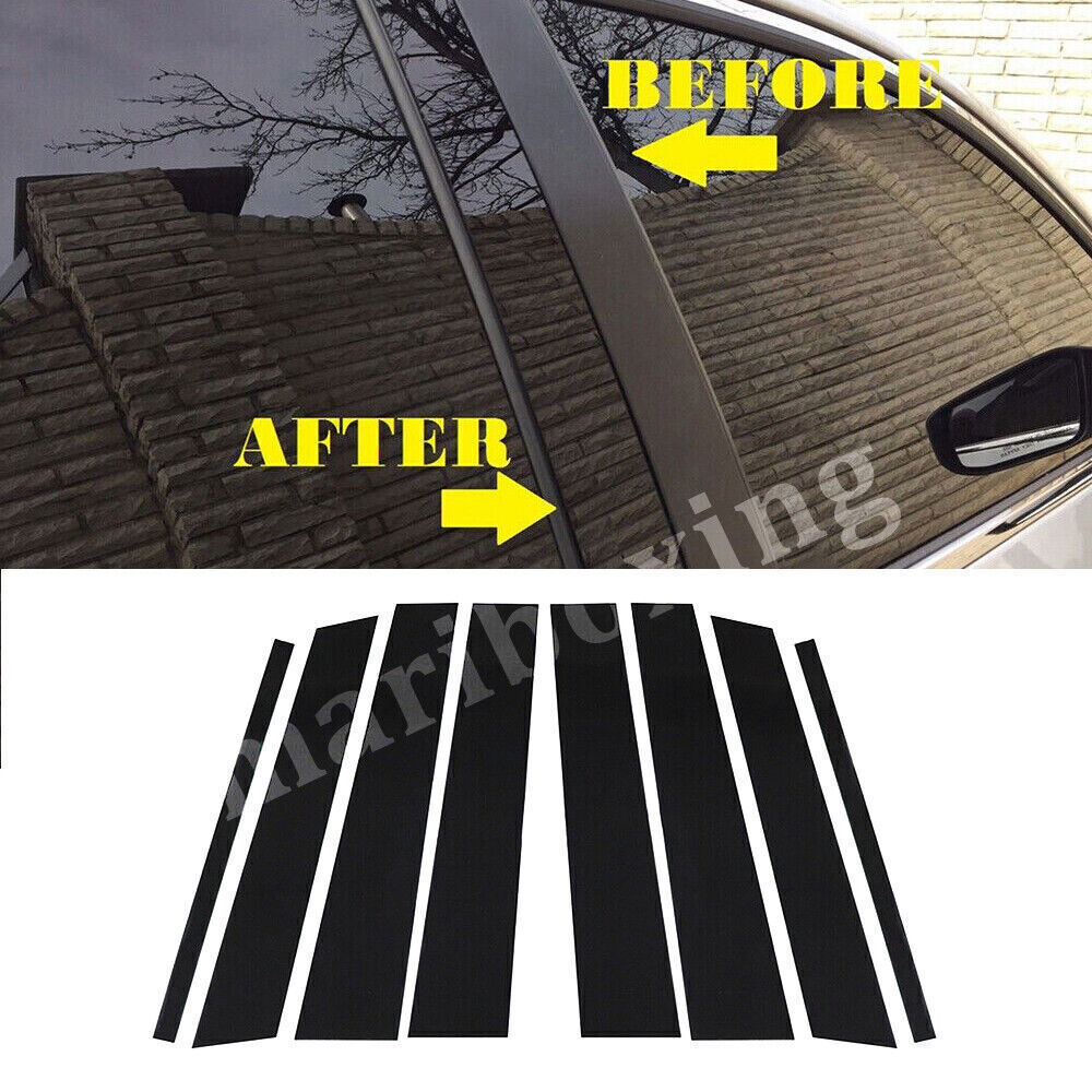 Piano Black Pillar Posts Door Window Molding Strip Trims for Lincoln MKZ 13-2020