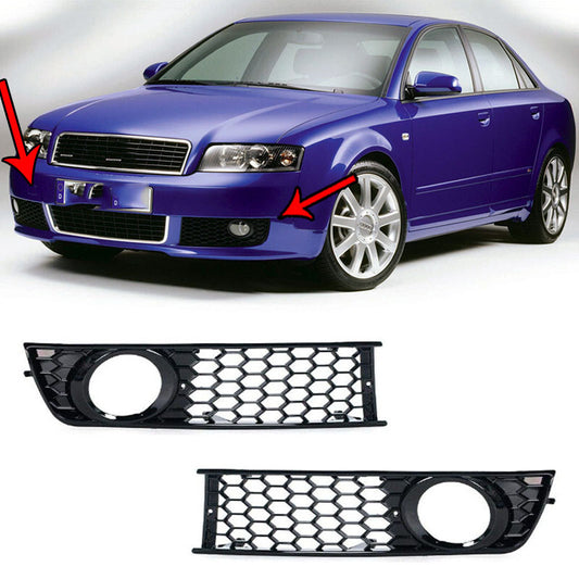 for Audi A4 B6 2001-2005 1 Pair Front Bumper Side Fog Light Hex Grilles