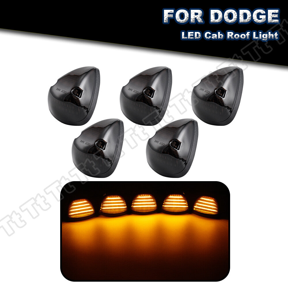 Five yellow LED roof-mounted cab marker lights for 1994-1998 for Dodge for Ram 1500 2500 3500