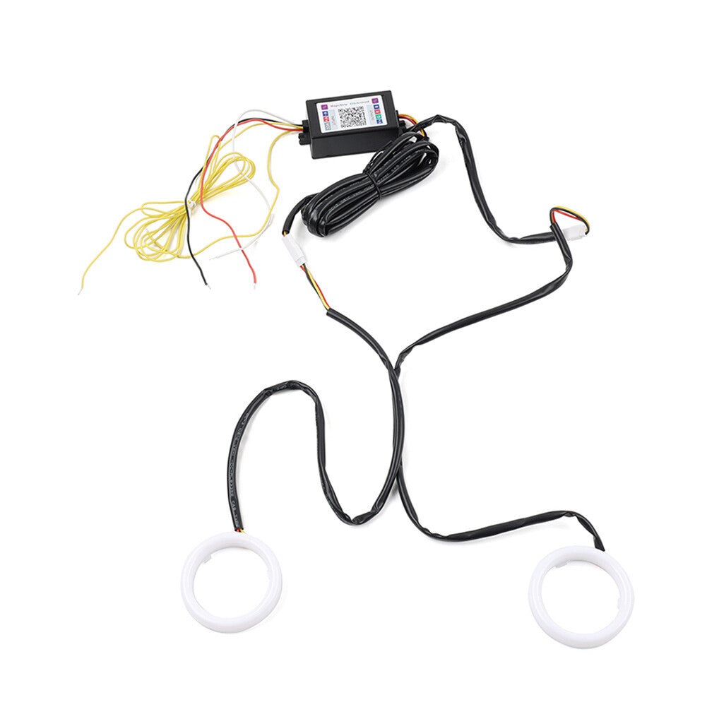 Phone Control Angel Eye Lights Halo Rings Headlight DRL Retrofit RGB