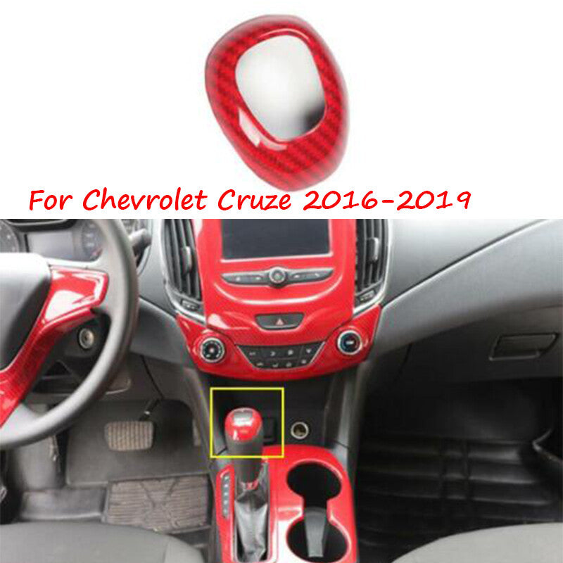 Red Carbon Fiber Central Console Gear Shift Knob Fit for Chevrolet for Cruze 16-2019