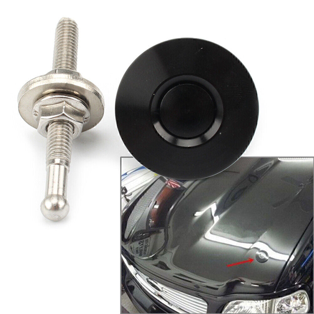 Universal Push Button Quick Release Hood Pins Bonnet Lock Clip Latch Bumper BLK