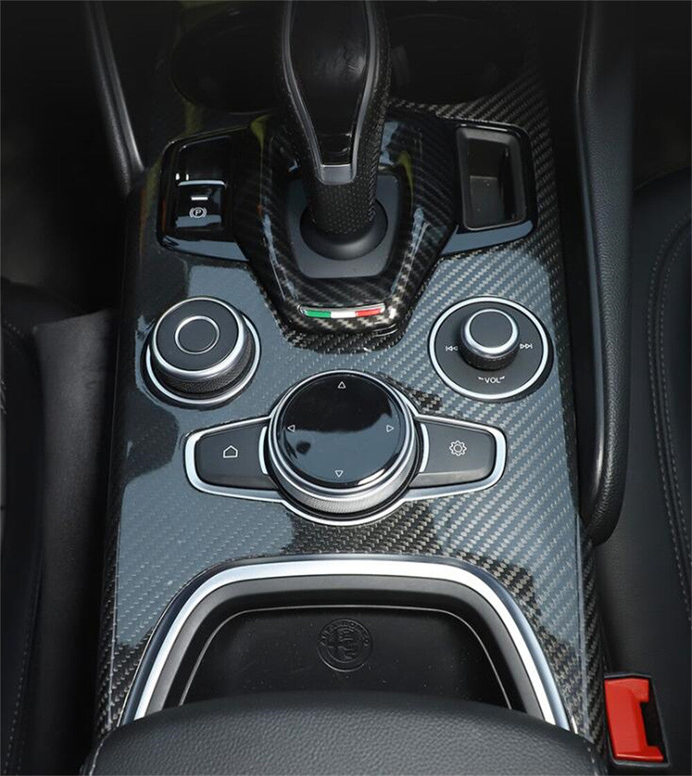 Real Carbon Fiber Console Gear Shift Panel Cover for Alfa Romeo Giulia 2020-2022