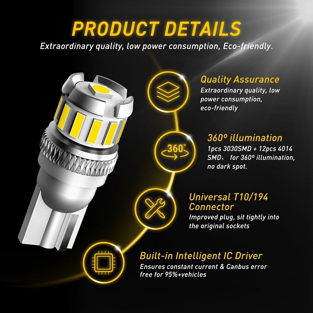 T10 LED White Light 6000K Cloud 168 2825 194 Cloud