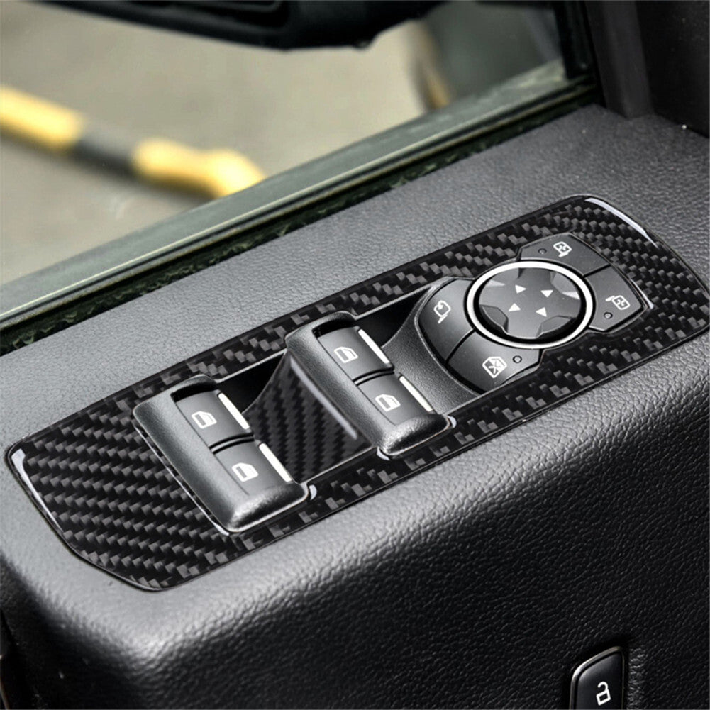 Carbon Interior Front Door Window Switch Lift Panel Trim Cover for Ford F-150