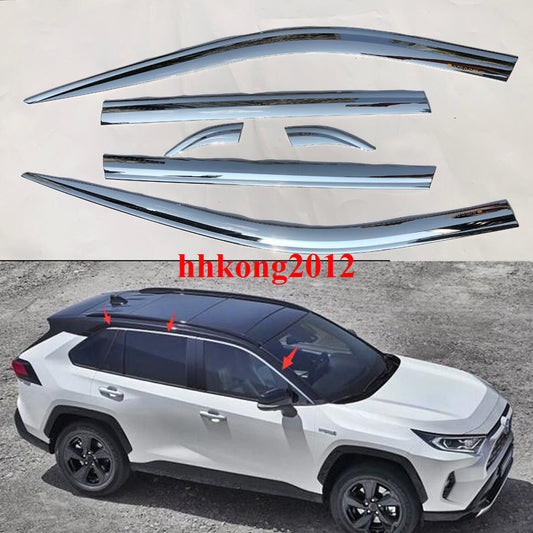 for Toyota RAV4 2019-2024 Chrome Car Window Visors Sun Rain Guard Vent Deflector