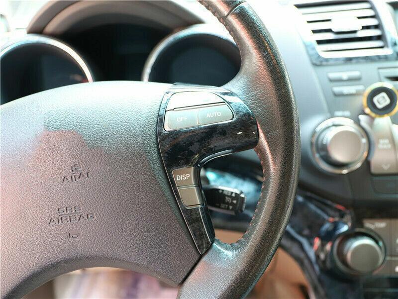 for Toyota Highlander 2008-13 Black Wood Steering Wheel Switch Cover Panel Trim