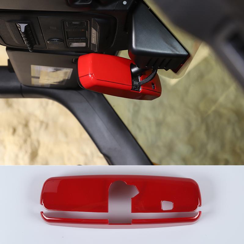 Interior Rearview Mirror Shell Decoration Trim for Ford Bronco 2021-2023 Red ABS