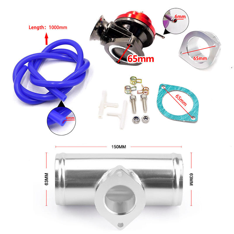 Billet Aluminum Type-RS Turbo Blow Off Valve Bov + 2.5 Flange Tube Pipe Red