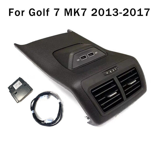 Rear air conditioning vent socket, center armrest with USB port, compatible with for Golf 7 MK7 2013-2017.