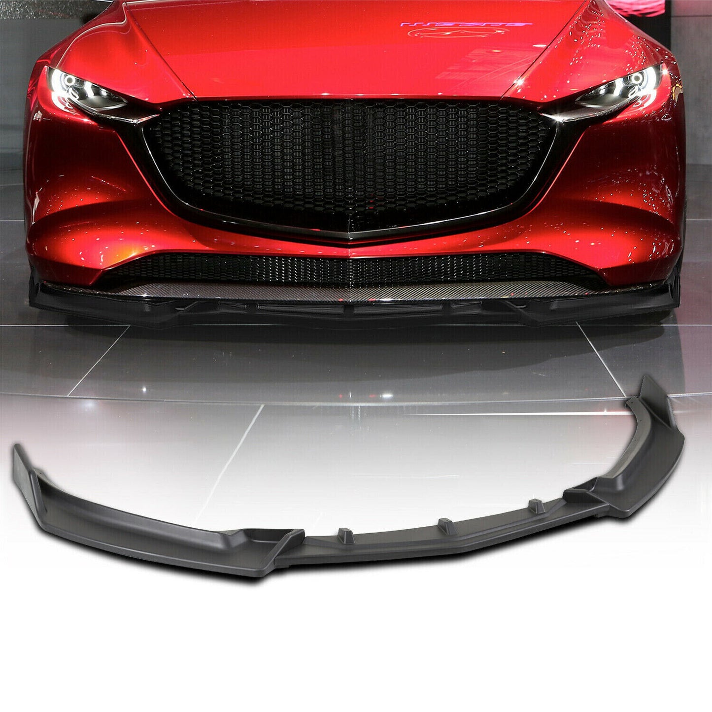 3x for Mazda 3 Axela 2019-2023 Sedan Black ABS Front Bumper Lip Chin Spoiler Kit