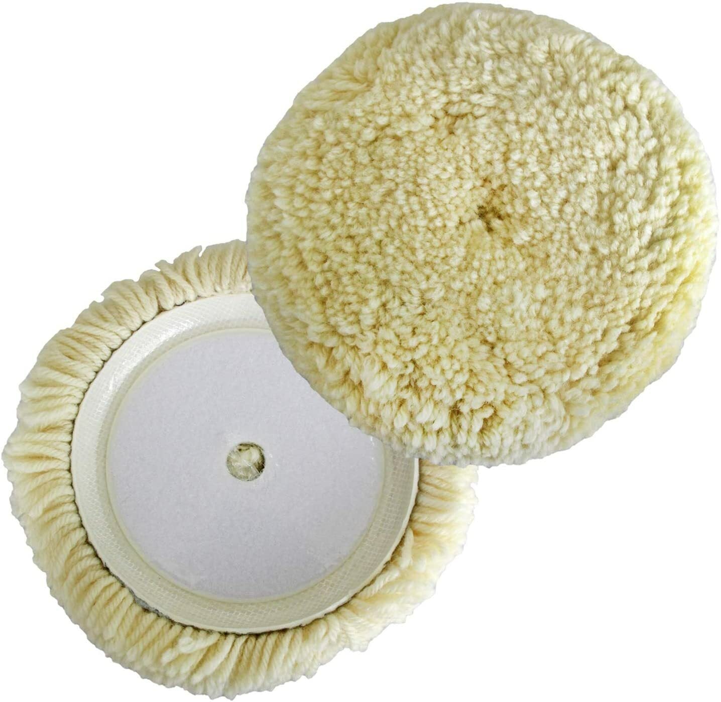 7-inch 100% wool hook-and-loop grip with cushioning pad for compound cutting and polishing