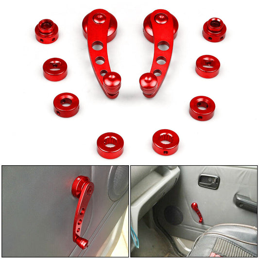 Red Billet Aluminum Alloy Window Crank Handle Winder Kit for Truck Car Door