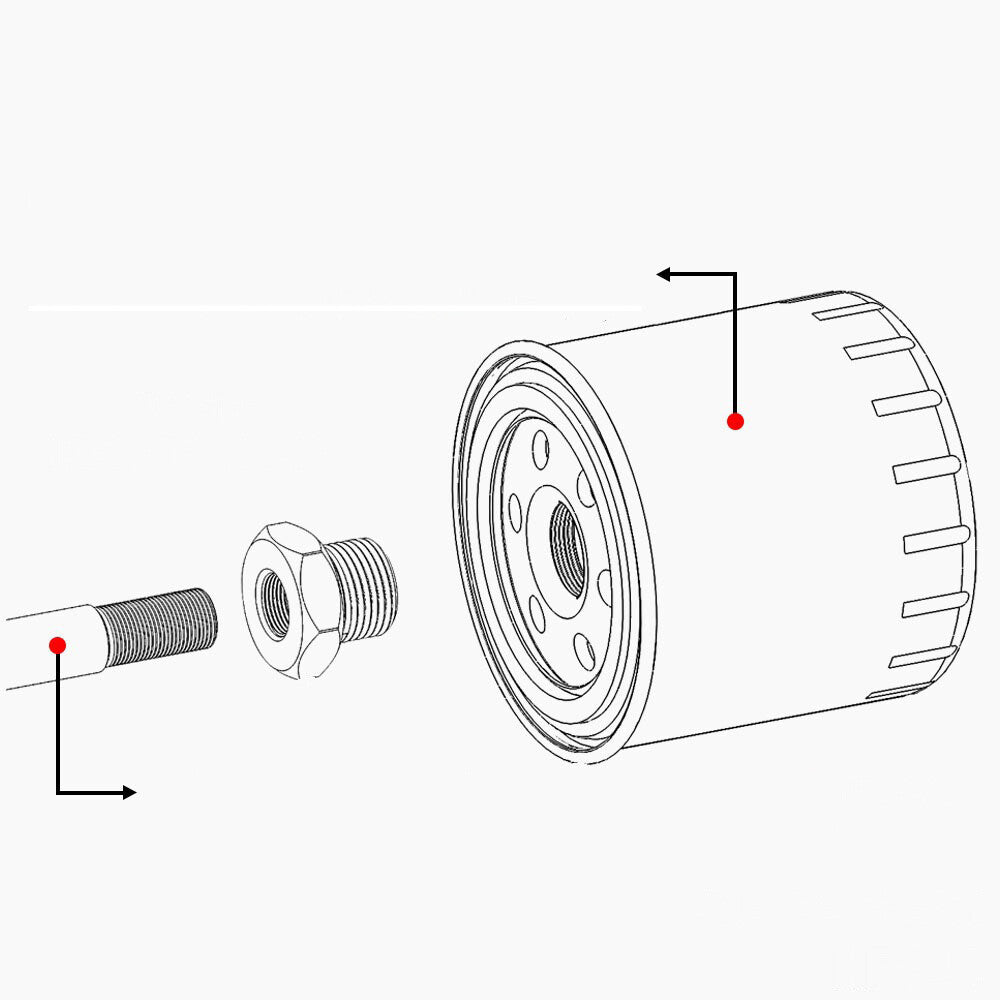 1/2-28 to 3/4 NPT Automotive Threaded Oil Filter Adapter Anodized Aluminum Black