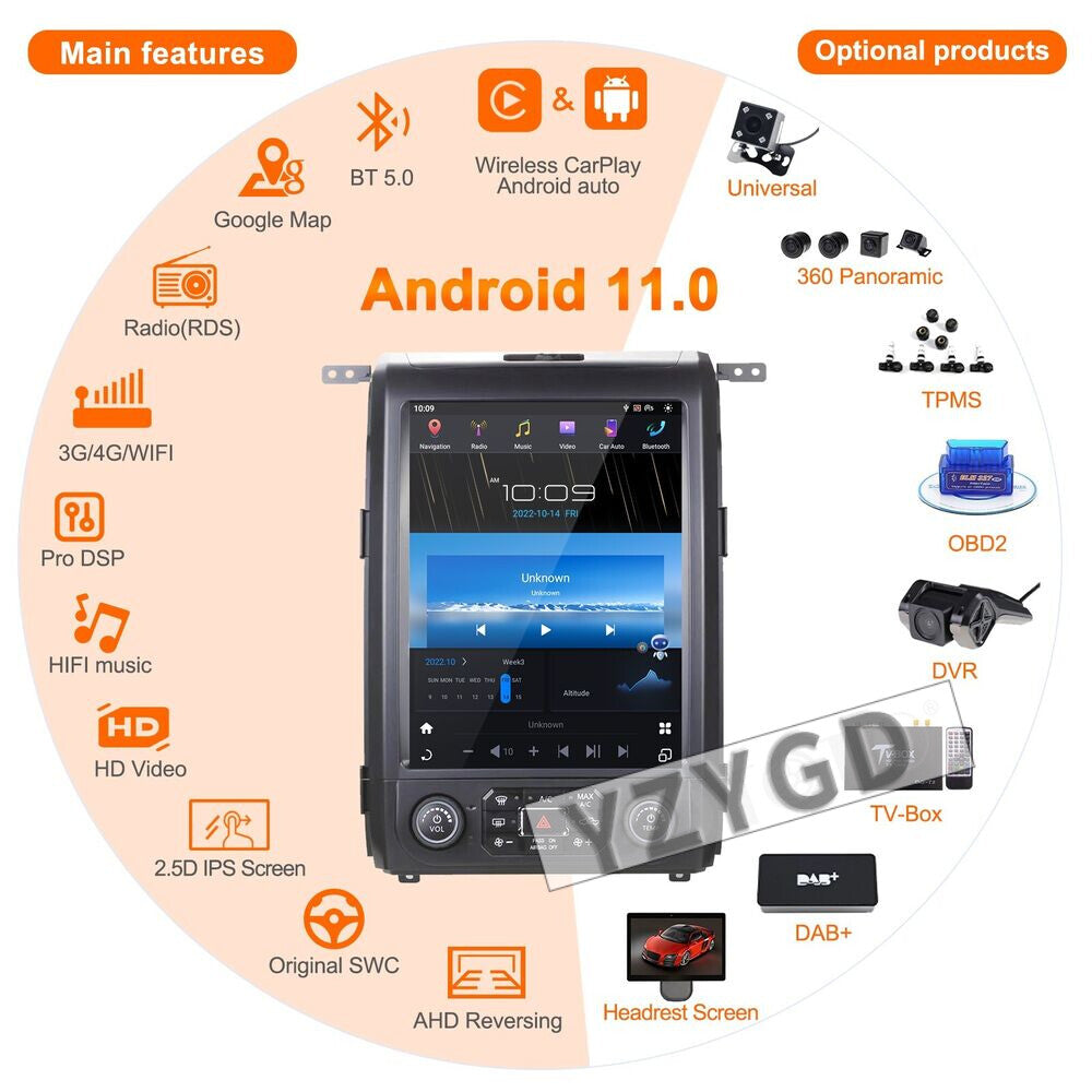 for Ford F150 2013-14 Android Car Radio Carplay Screen Stereo Receiver 64GB 2Din
