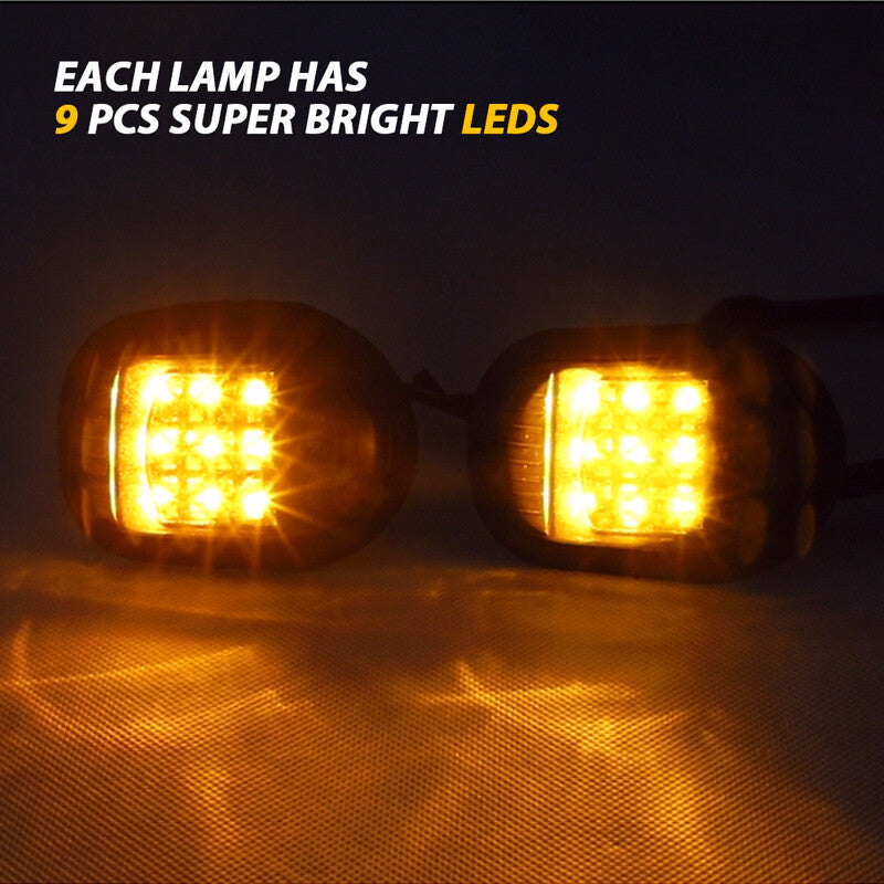 Flush Mount 9-LED Amber Turn Signals Indicator Lamps Light Motorcycle Universal