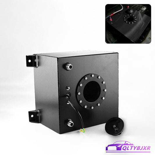 5-Gallon Polish Aluminum Racing Drift Street Fuel Cell Gas Tank Level Sender Blk