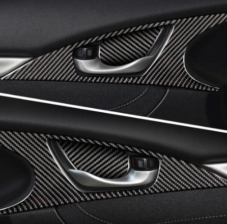 for Honda for Civic 10th 2016-2018 Carbon Fiber Inner Door Handle Bowl Cover Trim