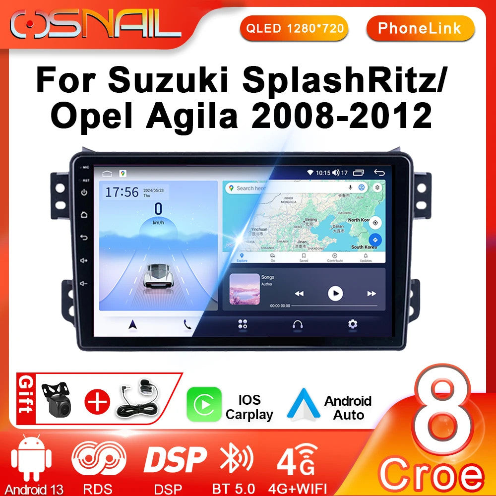 for SUZUKI Splash Ritz for OPEL Agila 2008-2012 GPS Stereo Player CarPlay Car Radio