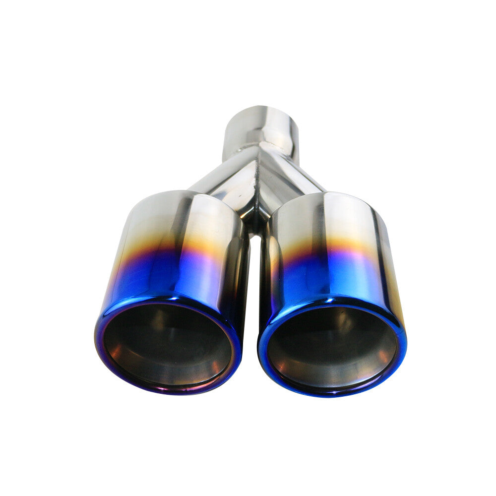 Blue 2.5 ID 3.5'' OD Universal End Double Wall Exhaust Tips Rolled Tips