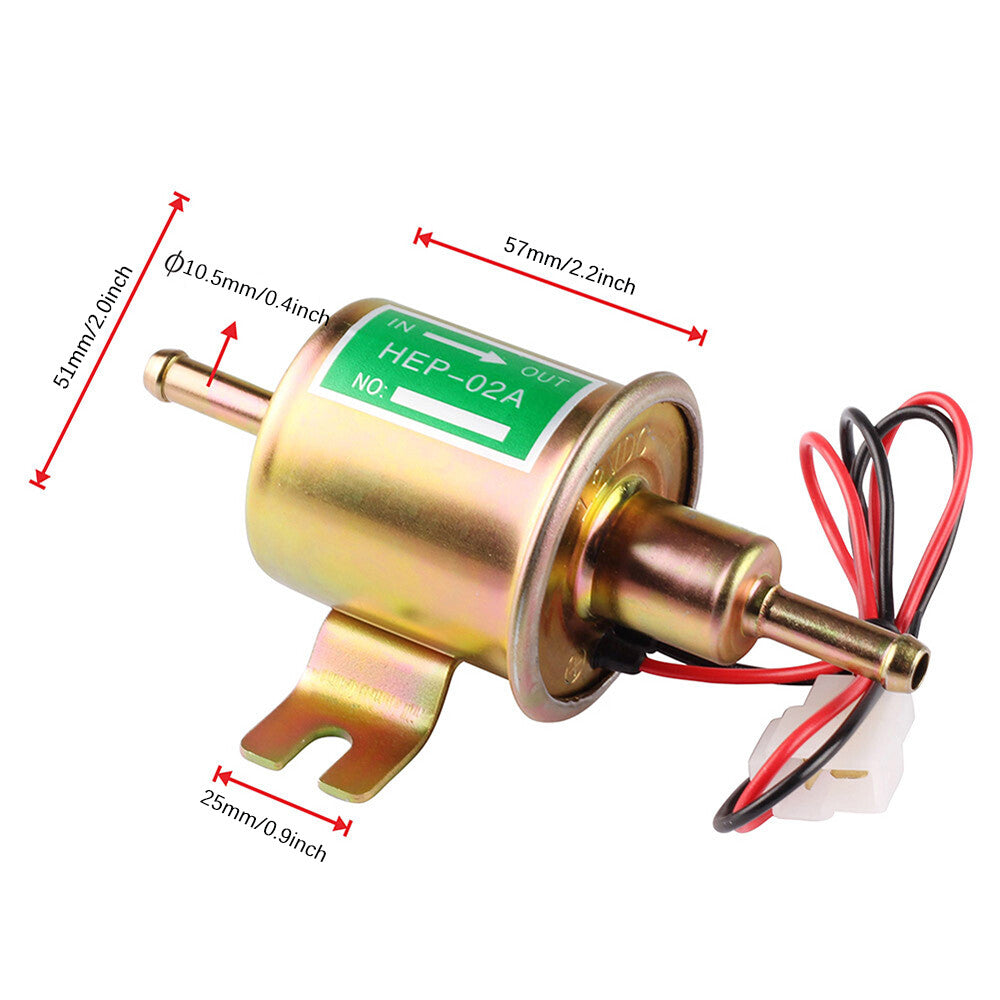 Universal 12V Electric Fuel Pump HEP02A 4-7PSI Inline Low-Pressure Gas/Diesel Fuel Pump