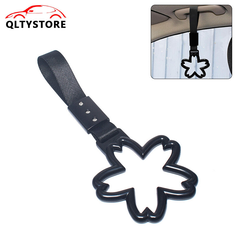 Car Warning Handle Strap Subway Train Bus Cherry Blossom Tsurikawa Ring JDM Blk