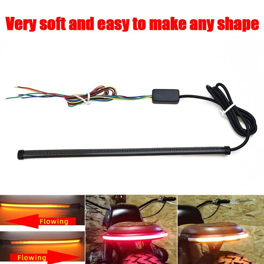 Motorcycle Sequential Switchback Flowing LED Tail Brake Turn Signal Strip Lights