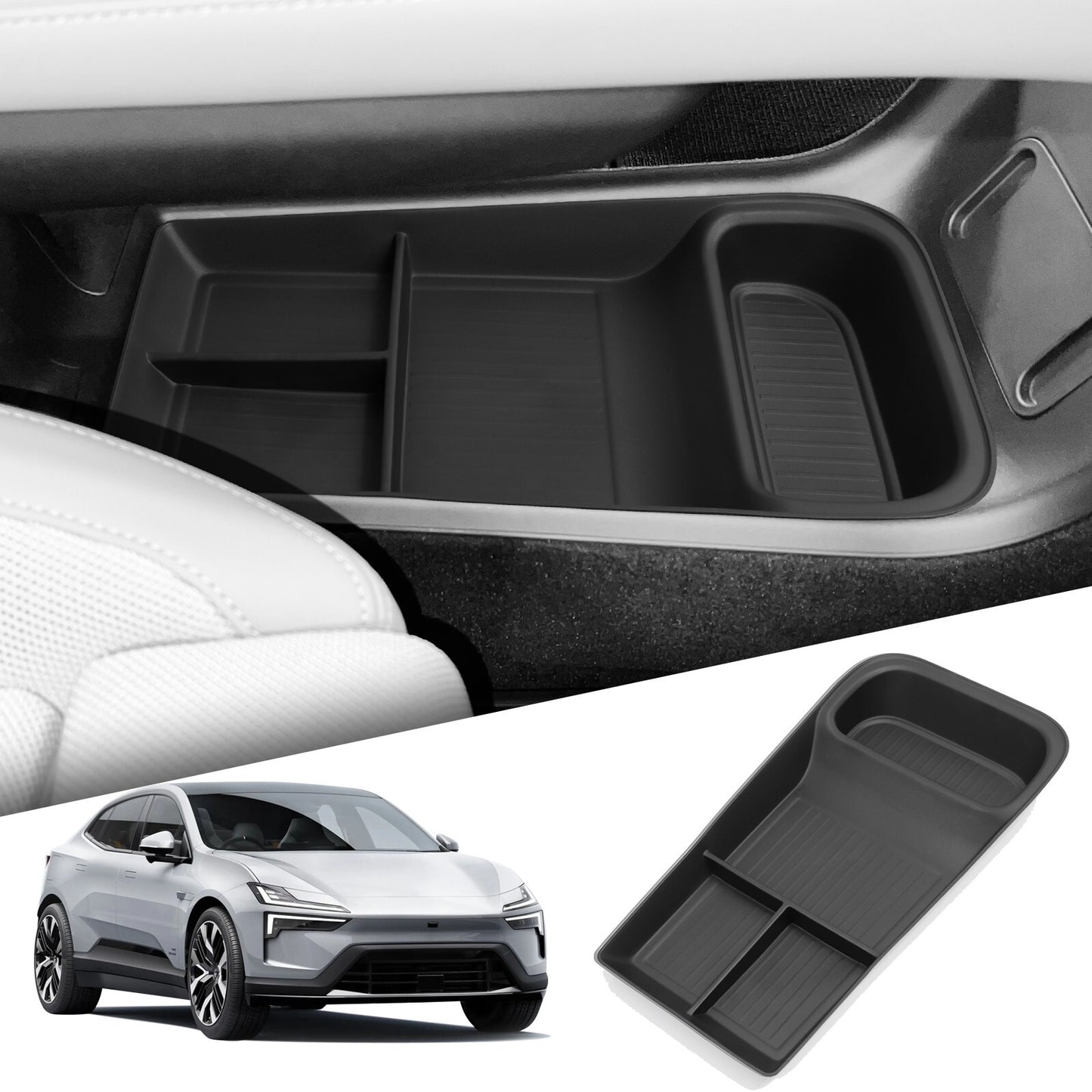 for Polestar 4 2023 2024 Center Console Storage Box Lower layer Tray Organizer
