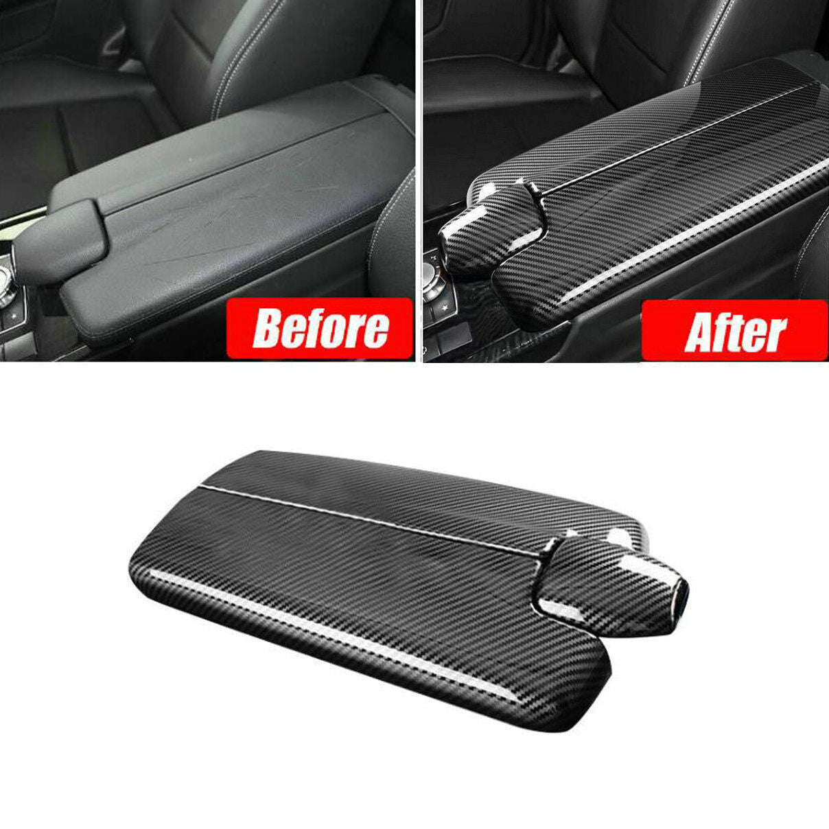 for Mercedes Benz E-Class W212 10-15 Carbon Fiber Center Armrest Box Cover ABS
