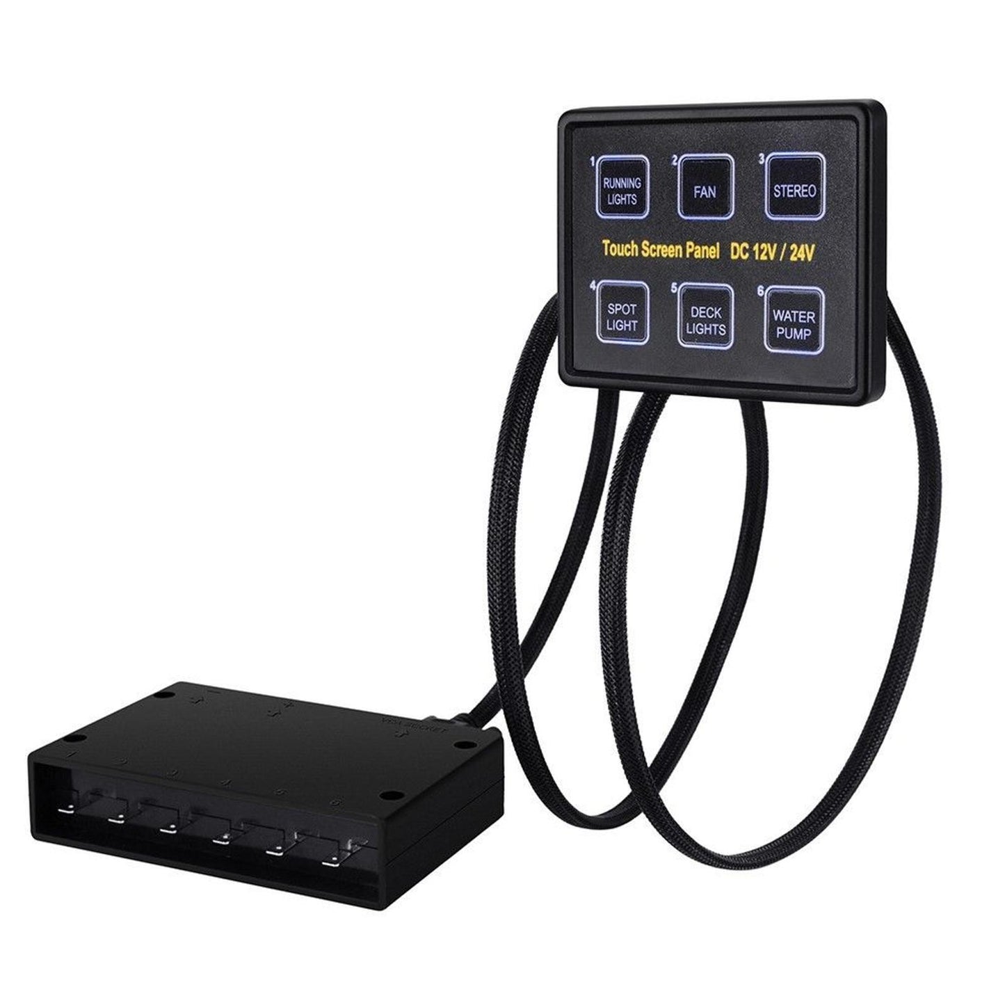 6 Gang LED Capacitive Switch Panel Touch Control Panel Box for Car Marine Boat E