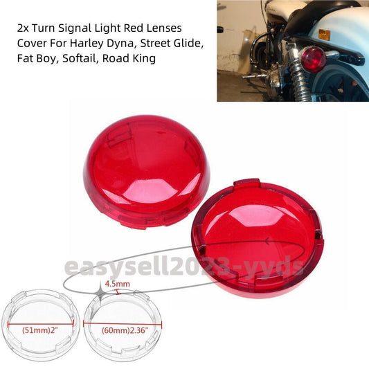 2x Turn Signal Light Red Lenses Cover for Harley Dyna Street Glide Road King