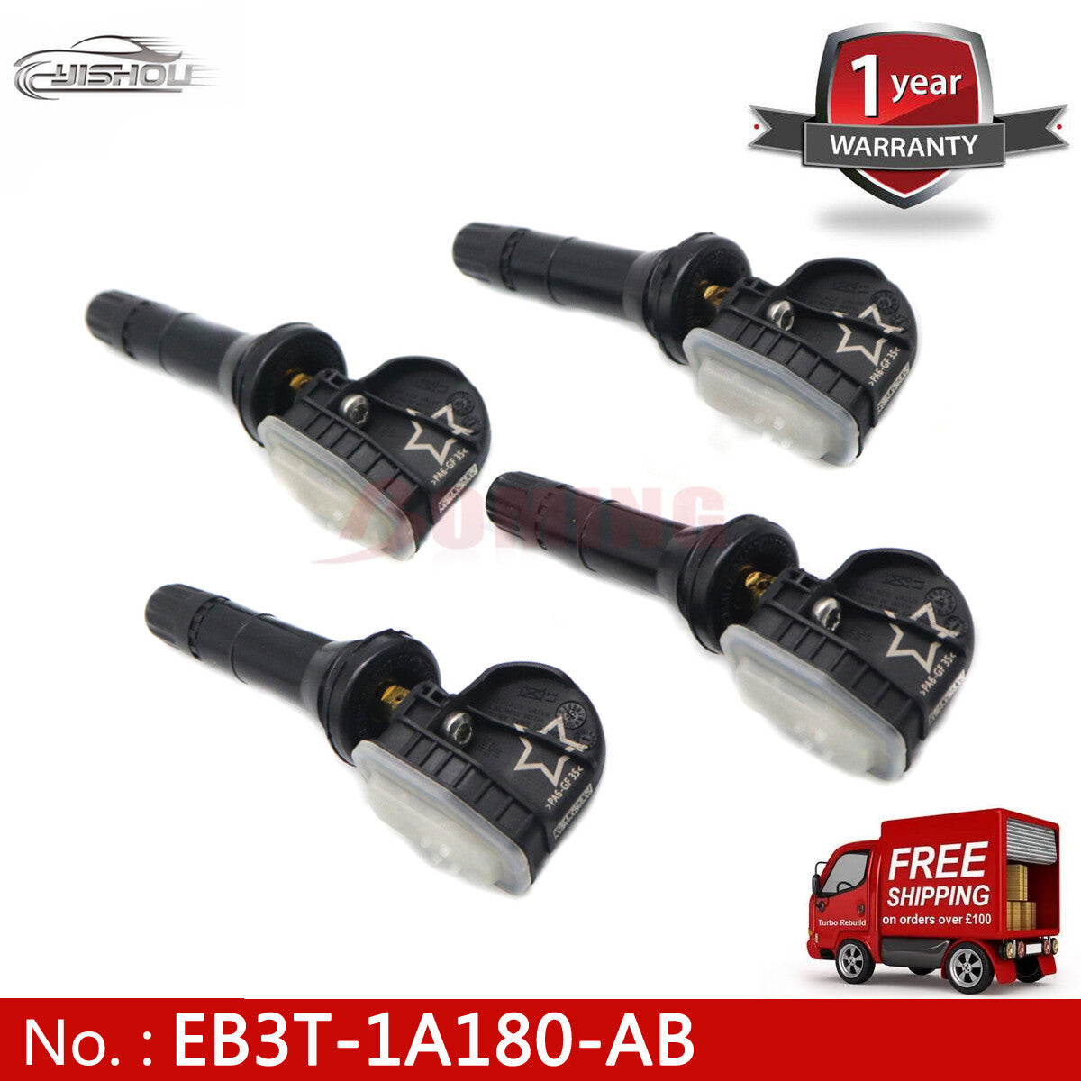 EB3T-1A180-AB 4PCS Tire Pressure Sensor 315MHz, compatible with for Ford Focus 2016-2018, new TPMS.