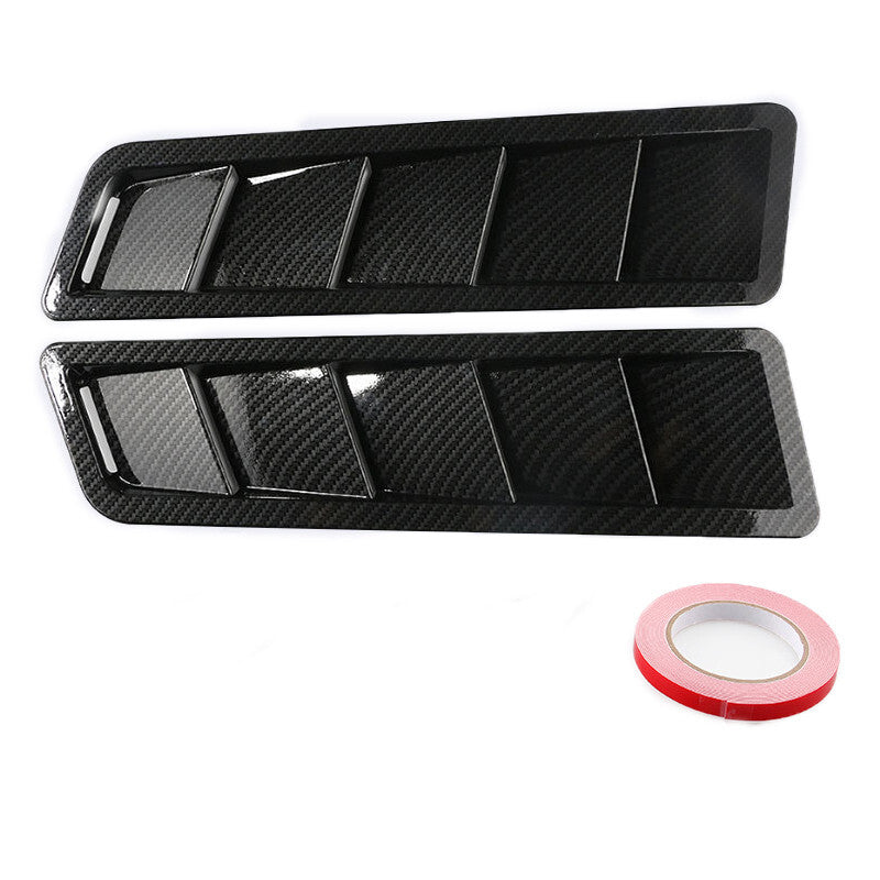 2Pc Car Hood Vent Louver Scoop Cover Air Flow Intake Cooling Panel Carbon Fiber