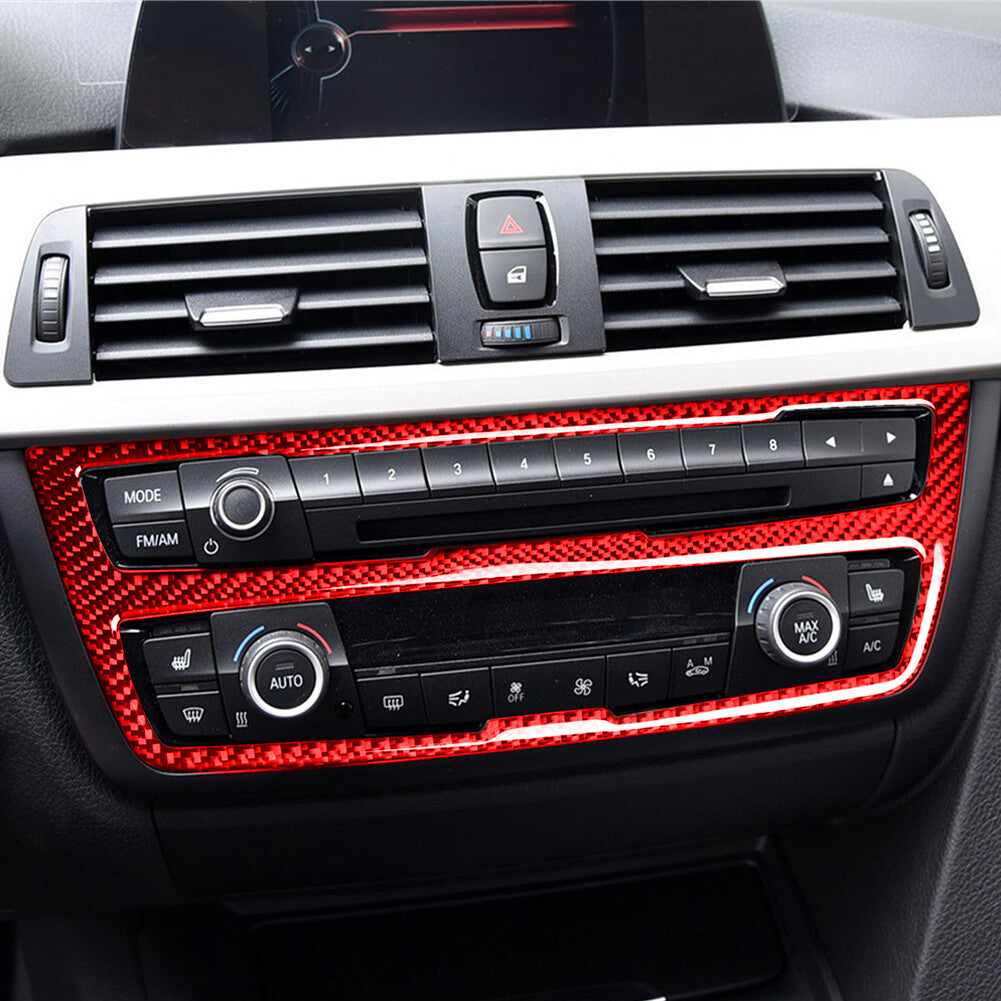 Red carbon fiber CD player interior sticker decoration suitable for BMW 3 Series F30 2013-17