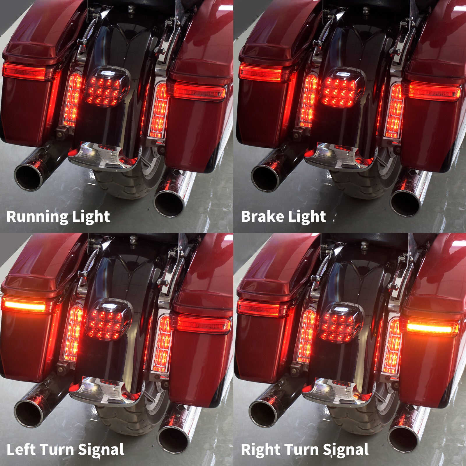 Saddlebag LED Turn Signal Brake Lights w/ Red Lens Fit for Harley Touring 97-13