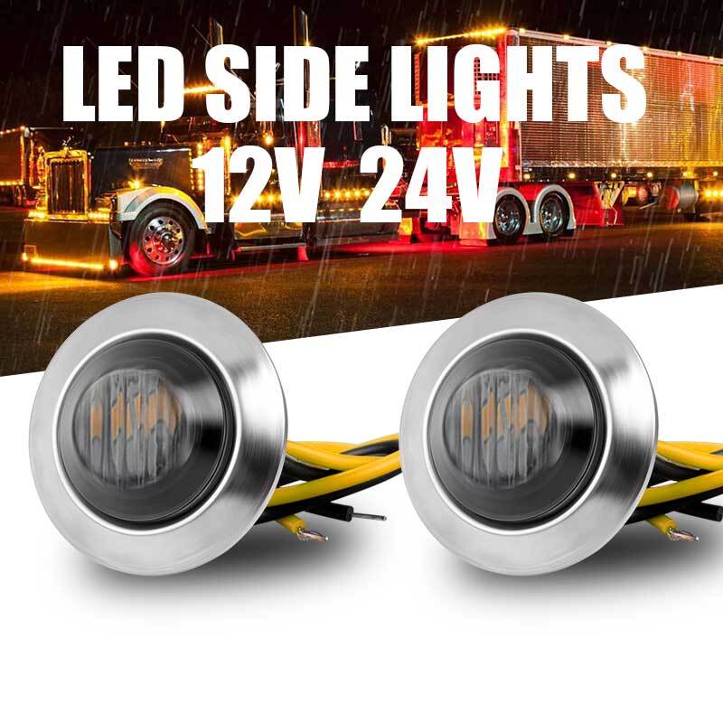50x 3/4 Bullet Round Smoked Amber LED Side Marker Lights for Trailer Truck RV