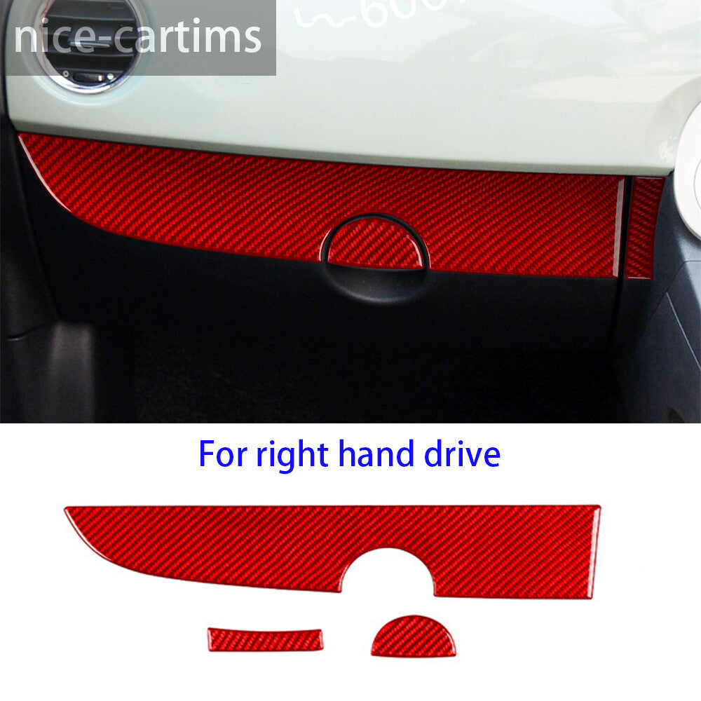 for Fiat 500 2012-15 RHD Console for Co -pilot Dashboard Panel Cover Red Carbon Fiber