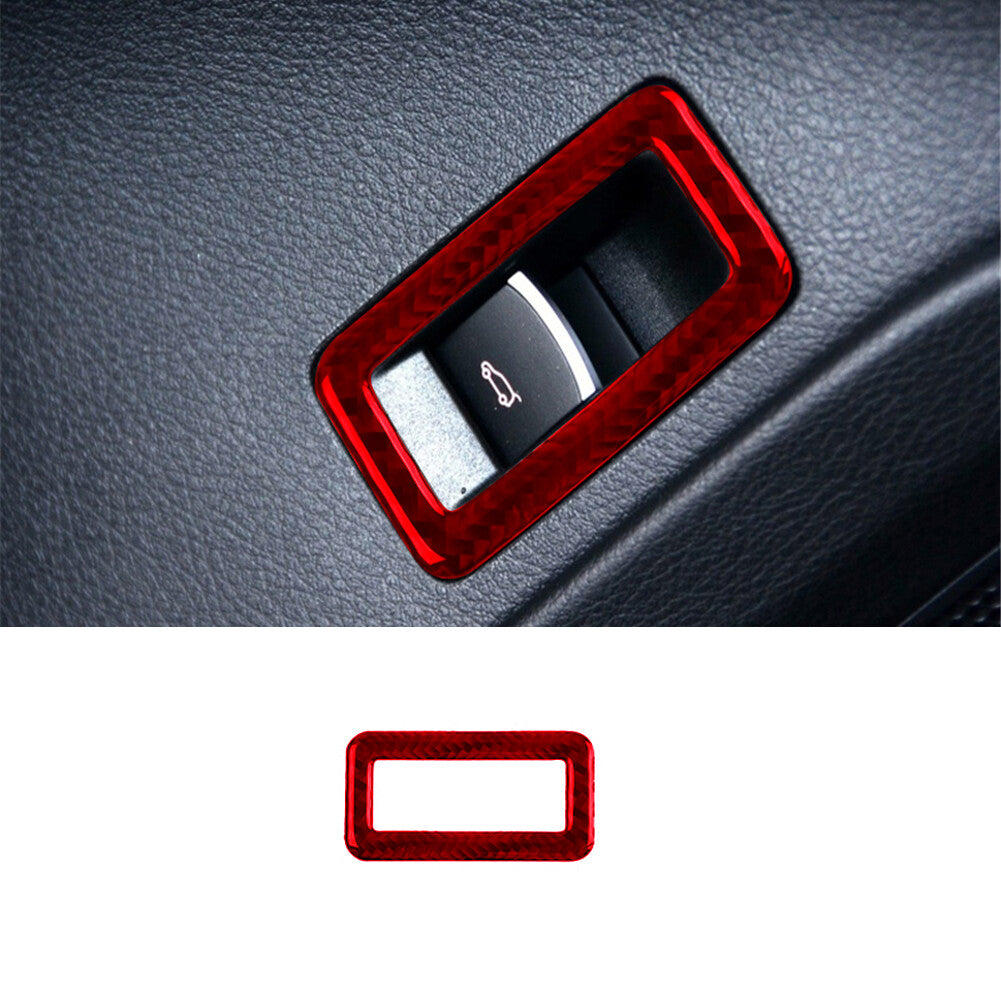 Red Boot Trunk Switch Trim Cover Decor Carbon Fiber for VW Touareg 2011-2018