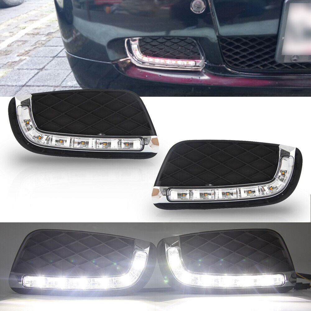 Fit for Benz for Smart Fortwo 2008-2011 Pair LED DRL Daytime Running Fog Light Lamp