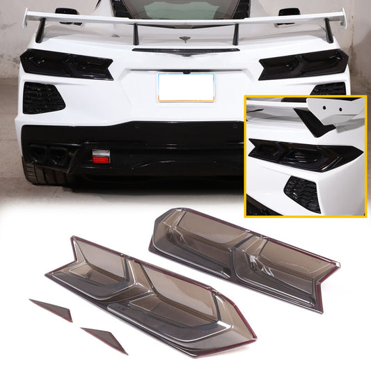 Smoked Black Taillight Trim with Black Nut Cover for C8 for Corvette 2020-24