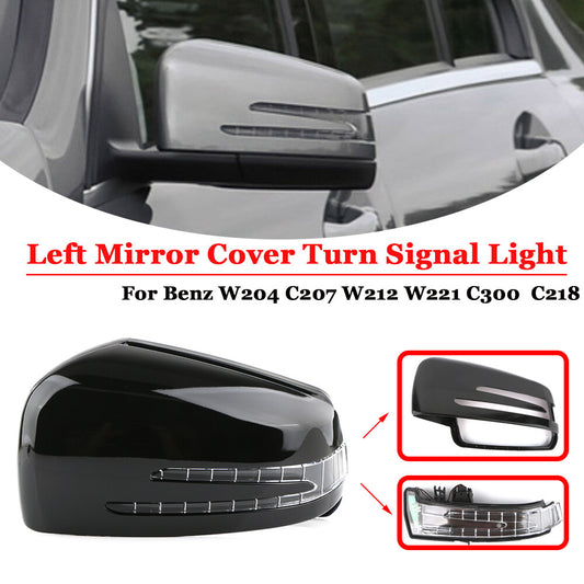 Door mirror cap with LED turn signal for left use. Applicable to for Mercedes-Benz W212, W204, W221.