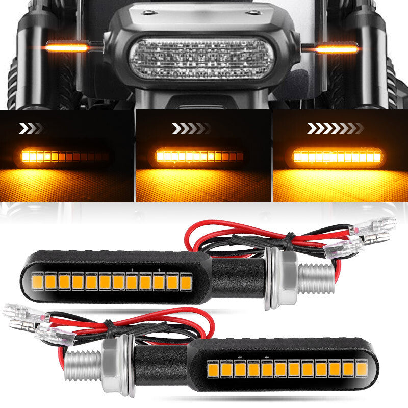 2PCS Flowing Motorcycle LED Amber Turn Bike Signal Indicators Blinker Lights