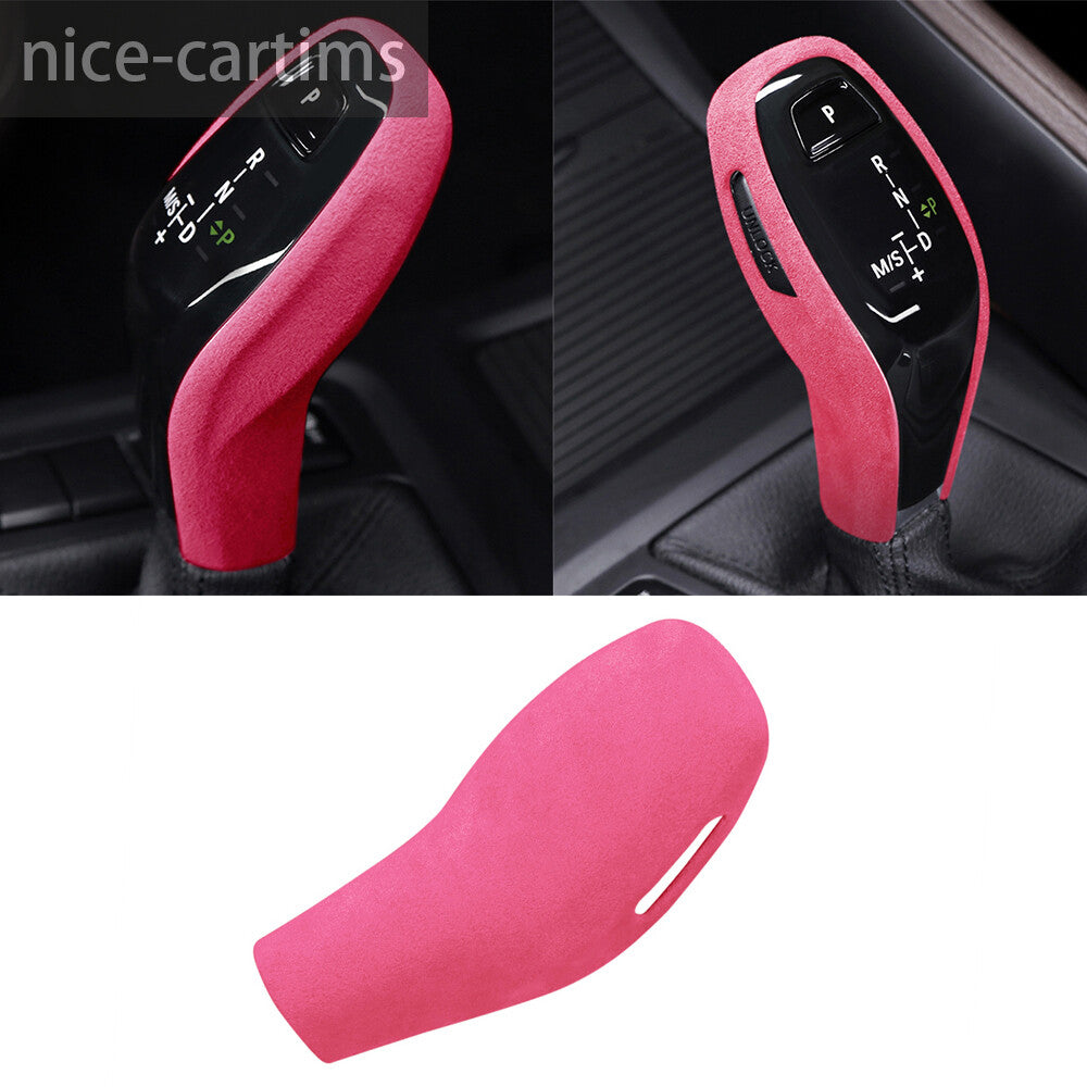 Suede Pink Interior Gear Shift Knob Cover for BMW X1 F48 X2 F47 1 Series 2020-23