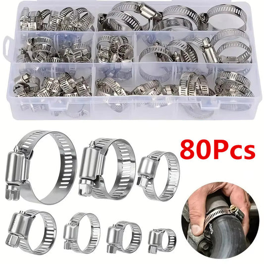 Car Stainless Steel Hose Worm Gear Clamp Strap Adjustable Pipe Ducting Hose Clip